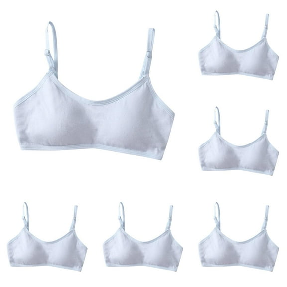 Popular Cotton Girls Training Bra, Student Girls Bra, Crop Cami Training Bras for Girls with Adjustable Straps, Cotton Bra Pack, Seamless Training Bra for Girls 7-18(Blue 5PCS)