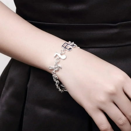 Popular Creative Ornament Exquisite Silver Music New Note Bracelet
