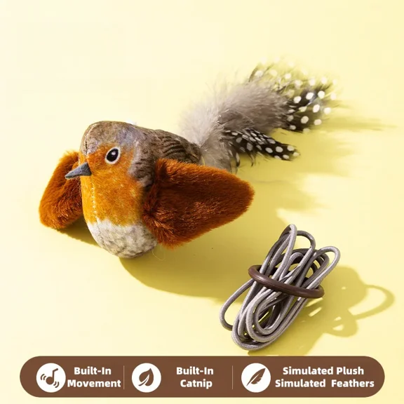 Popular Electric Chattering Bird Cat Toy Small Bird Sound Simulation Toy Cat Play Self-Hi Cat Teaser Play with cat