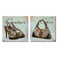 thumbnail image 1 of Popular Exotic Leopard Print Chic Purse and Couture High-Heel; Two 12x12 Poster Prints. Teal/Brown, 1 of 1