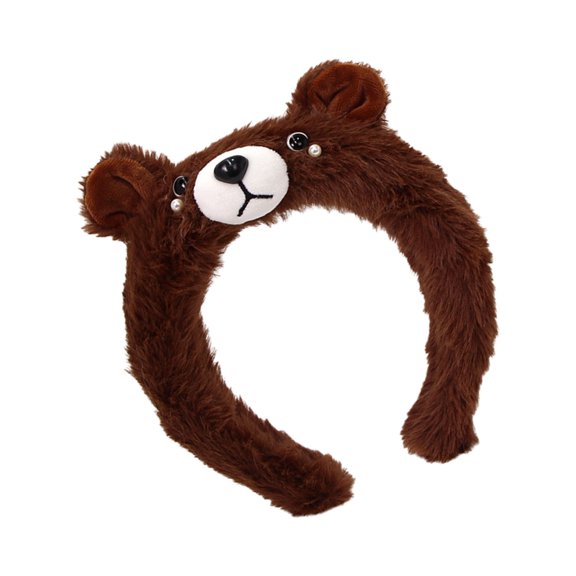 Popular Furry Cartoon Bear Headbands Plush Animal Ear Hairband Styling Accessory For PhotoShoot Women Daily Face Washing