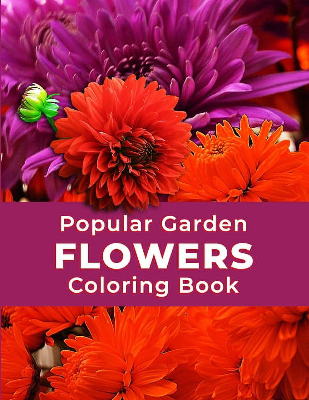 Popular Garden Flowers Coloring Book : 53 Beautiful Flower Design for Stress Relief, Relaxation, and Creativity (Paperback)