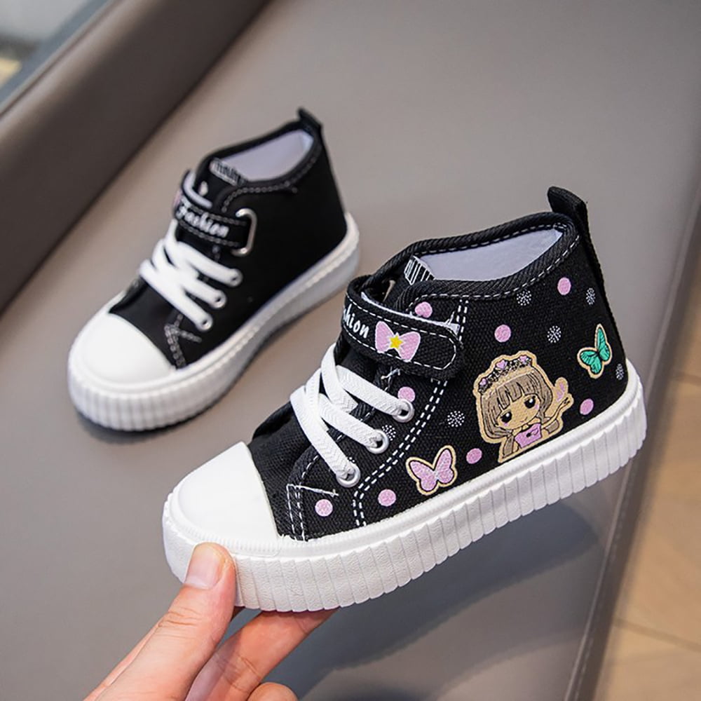 Popular Girls Princess Canvas Shoes Casual Hightop Flats Walking Shoes