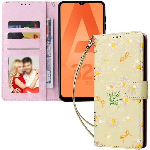 Popular Glittery Flower PU Flip Phone case with Wallet for Samsung Galaxy S22 S21 S20 Ultra Plus FE Protective Cover Fashion Glamorous Multi-Functional Bumper(Flower A,S20 Ultra)