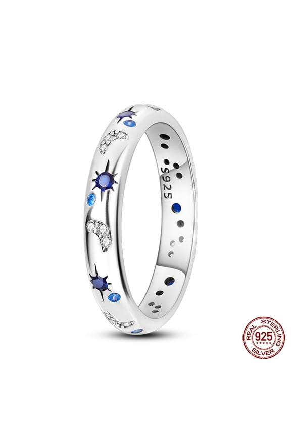 Popular Glow In The Dark Rings For Women 925 Sterling Silver Star Moon Sun Rings Sparkling Cubic Zircon Exquisite Jewelry Gifts