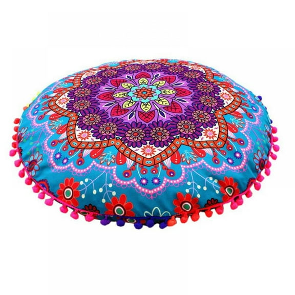 Popular Handicrafts Large Hippie Mandala Elephant Floor Pillow Cover - Cushion Cover - Pouf Cover Round Bohemian Yoga Decor Floor Cushion Case