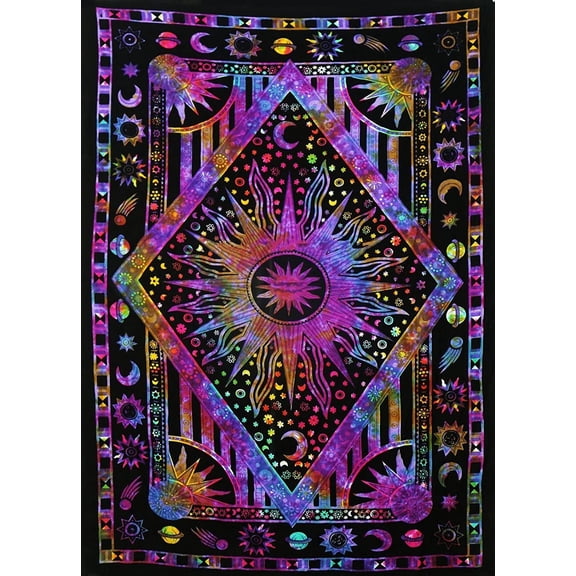 Popular Handicrafts Psychedelic Celestial Burning Sun Moon Planet Bohemian Tapestry