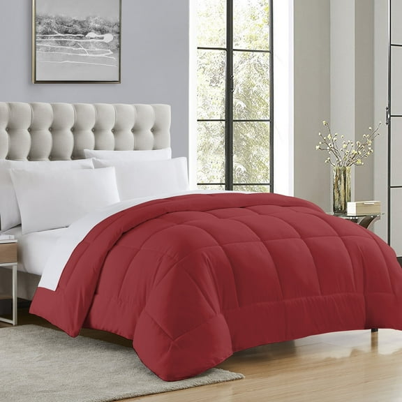Popular Home Collections Microfiber Polyester Burgundy Down Alternative Comforter, Twin