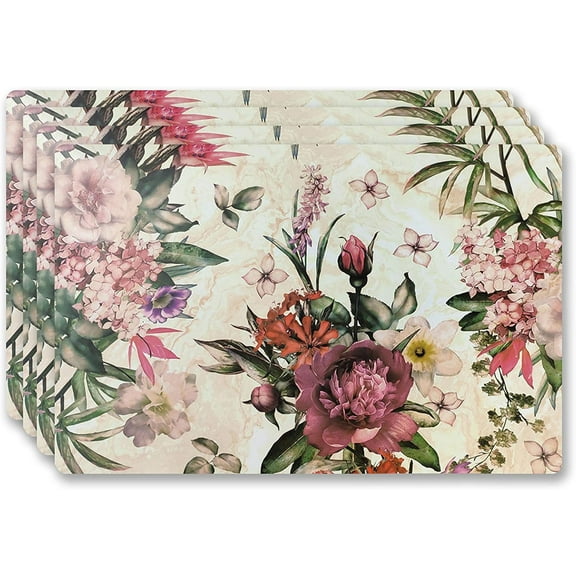 Popular Home Durable Place Mats Set of 4 (Floral Spectra