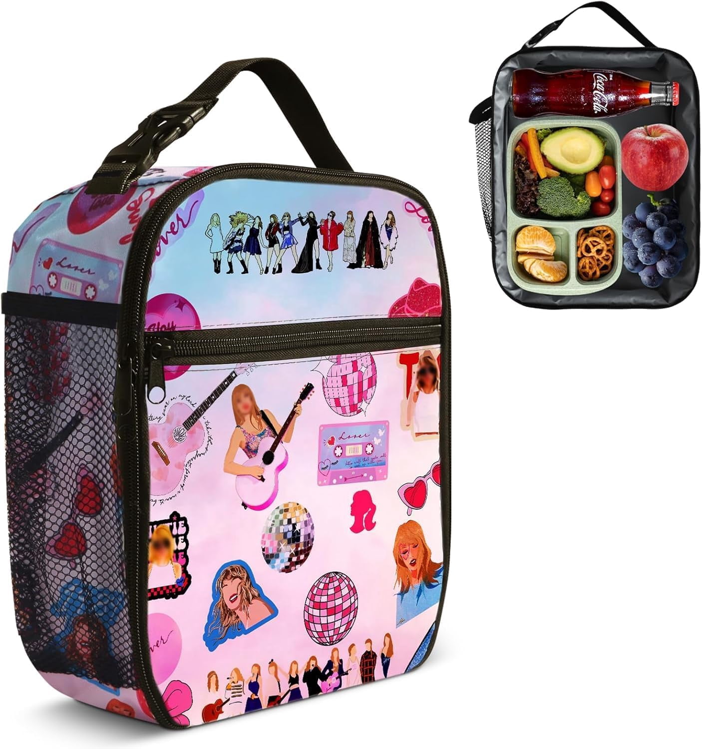 Popular Insulated Lunch Bag Women Tote Bag for Music Lovers, Large Capacity Lunch Box, Reusable Lunch Box for Adults Picnic Work