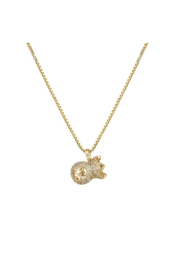 Popular Jewelry Accessories 14K Yellow Gold Classic Simple Money Bag Pendant Necklace for Men's Women Suitable for Gifts