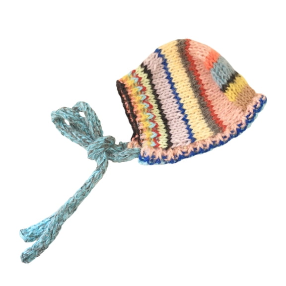 Popular Laceup Earflap Hat Contrast Color Stripe Hat for Women Street Wear
