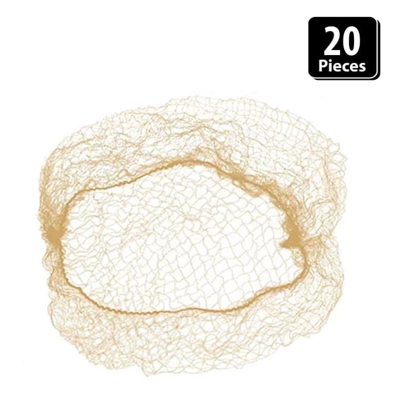 Popular Life Slim-Net Durable and Invisible Hair Nets, Fits for Adult, Gold (Pack of 20)