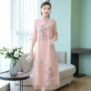 Popular Loose Embroidered Cheongsam Dress Summer New Chinese Style Improved Qipao Hanfu Ethnic Style Elegant Dress