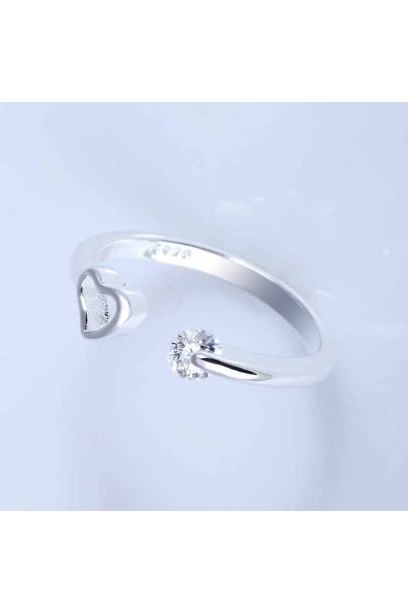 Heart Shaped Ring for Women Hand-Set Zircon 800 Silver Ring with Gold-Plated Inlay and Artificial Gems Individually