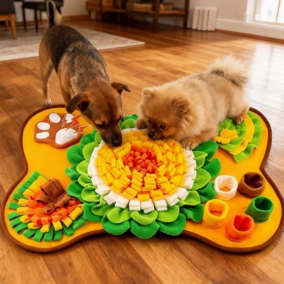 Popular Picks,Bones Shaped Pet Sniffing Mat Dog Odor Training Mat Puzzle Slow Feeder Mat Pet Toy