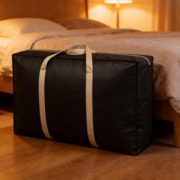Large Capacity Moving Bag Bedding Clothing Storage • Heavy Duty Travel Organizer • Waterproof Tear-Resistant Luggage Tote • Zippered Closet Organization Bag