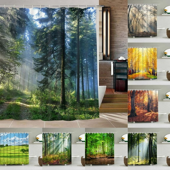 150x180cm Waterproof Shower Curtain,Polyester Bathroom Partition Curtain,Mold-Resistant Tree Pattern Home Decor1Pc,by JASKFLY
