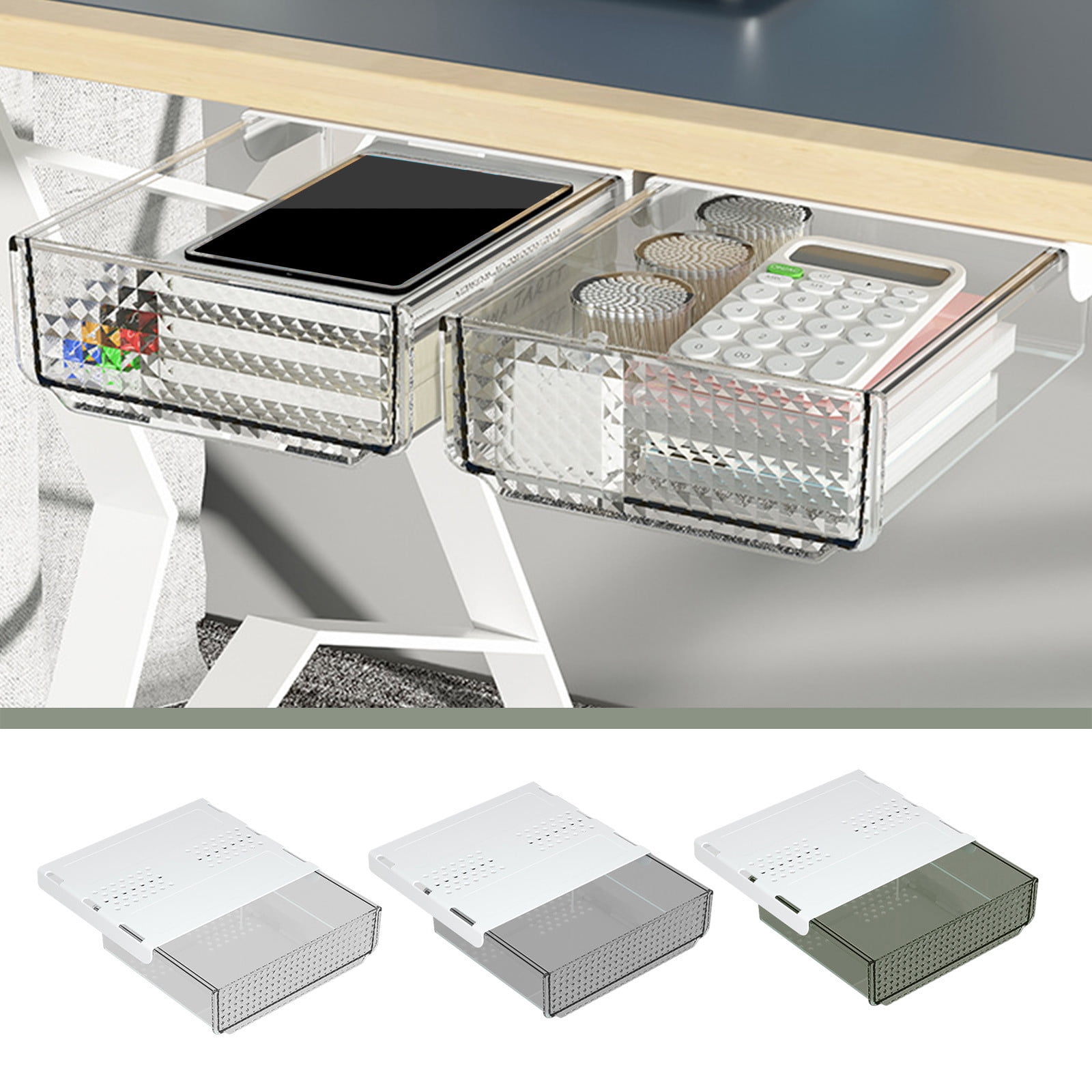Popular Picks,Desk Storage Solution,UnderDesk PullOut Organizer,Clear