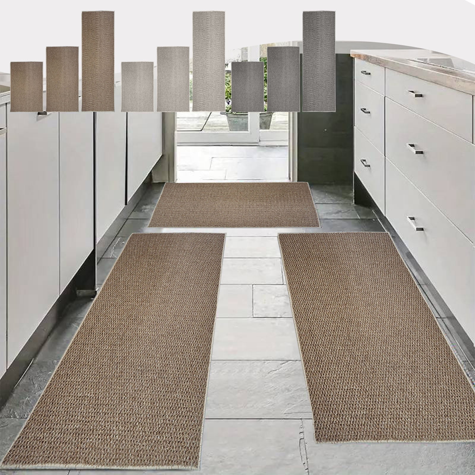 Burlp Rug Popular Picks,Large Size Burlap Rug Set,3PC Solid Color Indoor/Outdoor ...