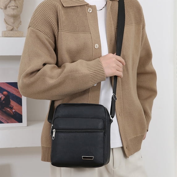 Popular Picks,Small Medium Crossbody Bag for Men One Strap Shoulder Bag Mens Purse Satchel Leather Messenger Bag Gift Man