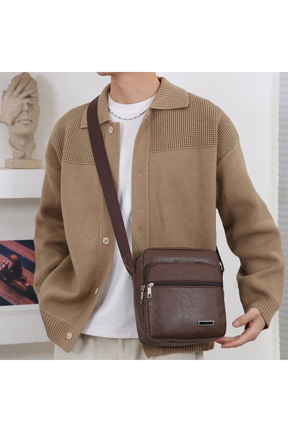 Popular Picks,Small Medium Crossbody Bag for Men One Strap Shoulder Bag Mens Purse Satchel Leather Messenger Bag Gift Man