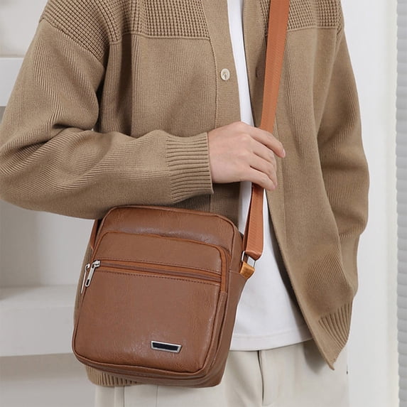 Small Medium Crossbody Bag for Men One Strap Shoulder Bag Mens Purse Satchel Leather Messenger Bag Gift Man