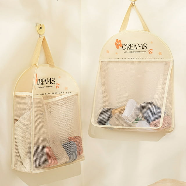 Popular Picks, Underwear Socks Storage Hanging Bag, Wardrobe Hanging Net Door Behind Shelf, Dormitory Underwear Storage Magic Bag, Set of 2 Setup | 100%Polyester, A, Blaxill