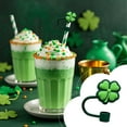 thumbnail image 1 of St Patricks Straw Cover,Patrick鈥檚 Day Silicone Straw Covers for Stanley Cup,Reusable Green Straws Topper, Shamrock straw topper, 1 of 5