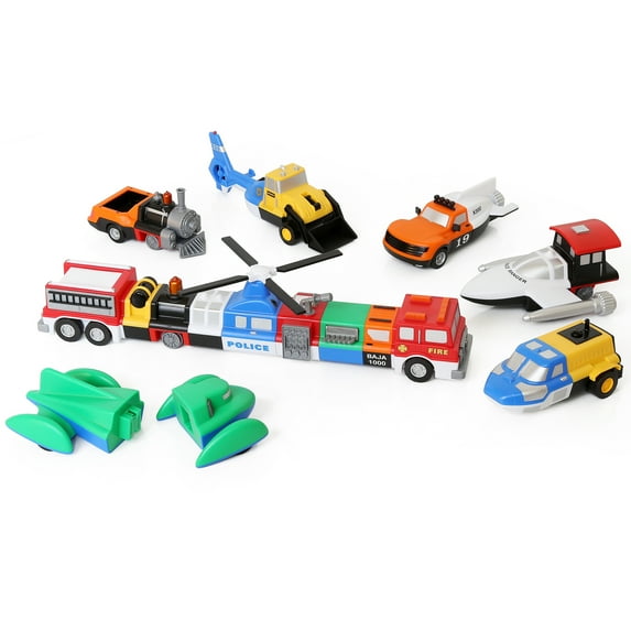 Popular Playthings - Mix or Match Vehicles - 7 Vehicle Set (Bilingual)