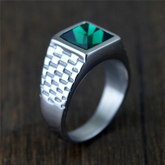 Popular Punk Retro Inlaid Jewel Pattern Titanium Steel Ring For Unisex Size 7 8 9 10 11 12 13 For Everyday Use