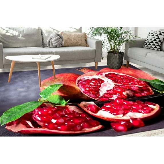 Popular Rug, Kitchen Rugs, Trendy Rugs, Modern Rugs, Living Room Rug, Food Rug, Pomegranate Rug, Classic Rug, Housewarming Gift Rug, Red Rug, 2'x3' - 60x90 cm