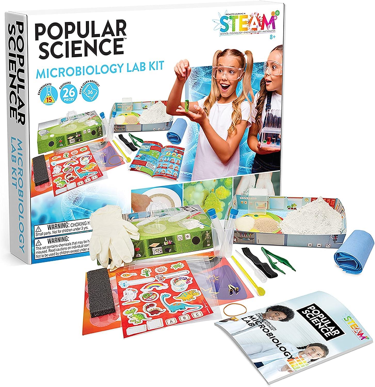 Popular Science Microbiology Lab Kit STEM 26pcs Bacteria Fungus