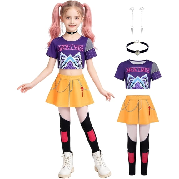 Popular Singer Costume Girls Halloween Costumes Outfit with Accessories Birthday Party Dress Up Sets Stage Performance Role Play Apparel for Kids