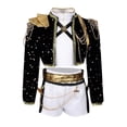 thumbnail image 1 of Popular Singer Group Cosplay Costume, Pop Star Printed Black Outfit with 2 Waist Accessories, Halloween Costumes Outfit, for Halloween Cosplay Party, 1 of 8