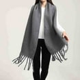 thumbnail image 1 of Popular Thickened Warm Scarf With Tassel Shawl, Gray A, Size A, 1 of 3