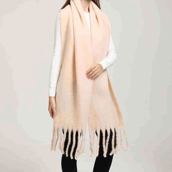 Popular Thickened Warm Scarf With Tassel Shawl, Yellow A, Size A