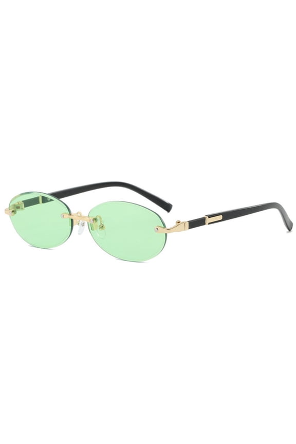 Popular Women Men Shades Oval Sun Glasses for Female Male Summer Traveling UV400 Rimless Sunglasses Round Fashion Gafas De Sol