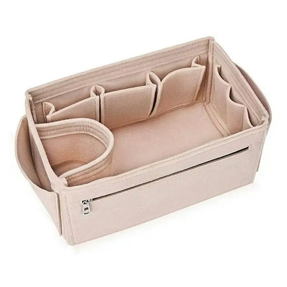 Popular Women's Cosmetic Bag Felt Cloth Insert Bag For Handbag Organizer (W/Detachable Zip Pocket)