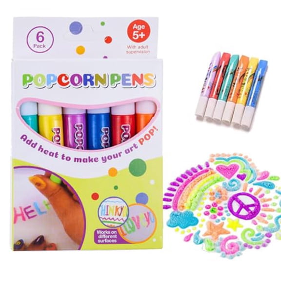 Popular Picks,DIY Popcorn Drawing Pens Puffy Pen Puffy 3DArt Safe Pen Popcorn Pens Magics Colour DIY Popcorn Drawing Pens For Greeting Birthday