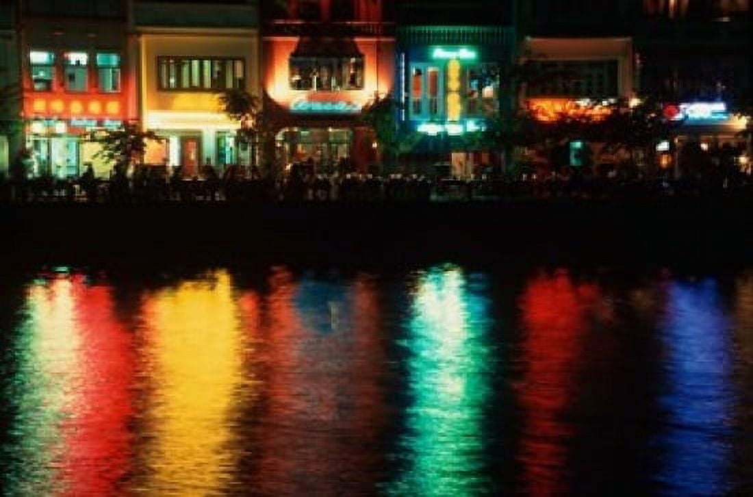Popular night spot at Boat Quay Canvas Art - Russell Gordon DanitaDelimont (36 x 24)