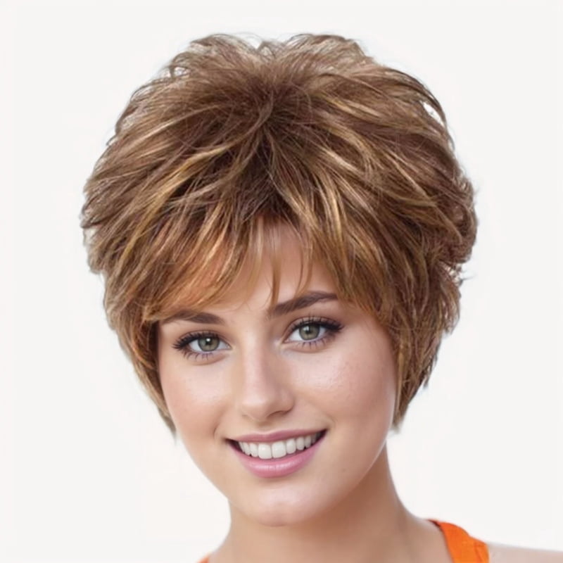 Popular women's short hair curly wig high temperature wire simulation wig natural and lifelike