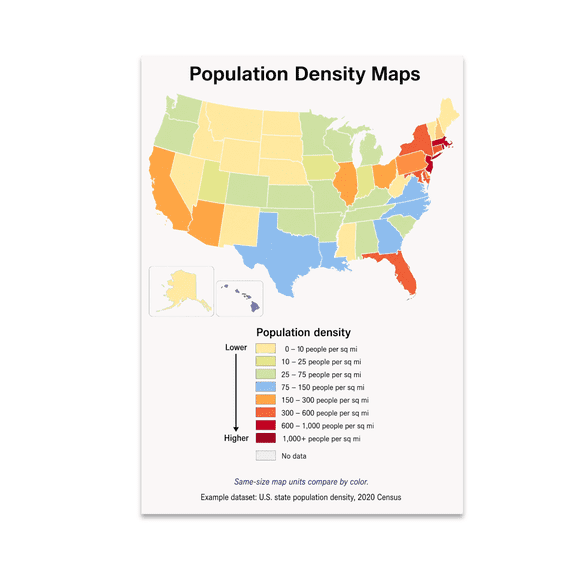 Population Density Maps Educational Reference - Geography Teachers - 13x19 Poster Print