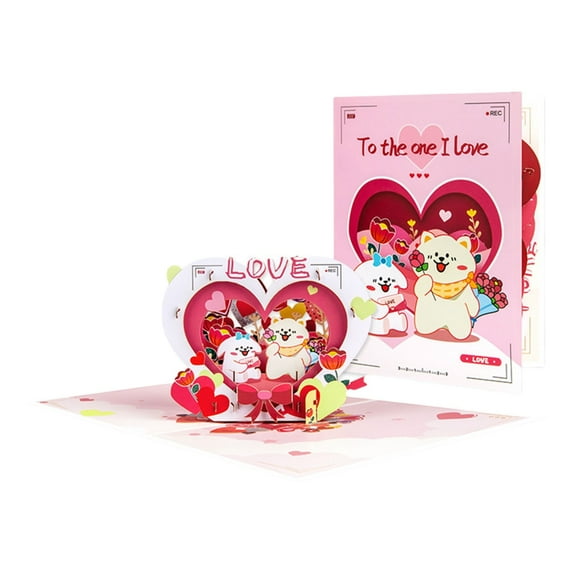 Popup Blessing Card Handmade Valentines Day Greeting Card with Envelope Foldable Paper Anniversary Invitation Card