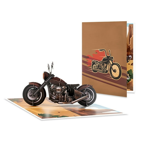 Popup Cruiser Motorcycle Birthday Card With Handwritten Message Handmade Greeting Card with Envelope