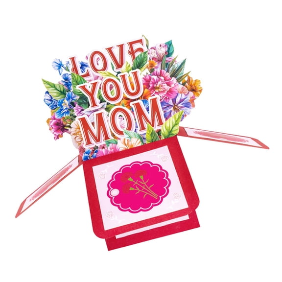 Popup Flower Greeting Card Happy Mother's Day Invitation Card with Envelope Colorful Flowers Surprise Cards