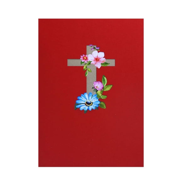Popup Greeting Cards Flower Religious Crosses Greeting Card,Funny Easters Gift