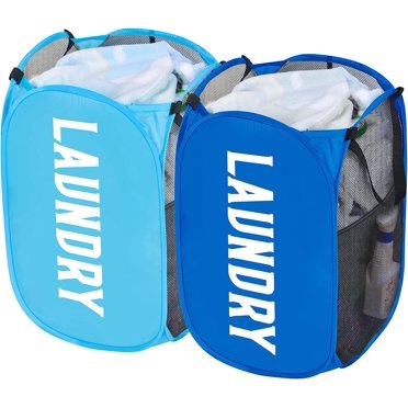 Pop-Up Laundry Hamper – Large Capacity Foldable Mesh Basket With Handles, Black