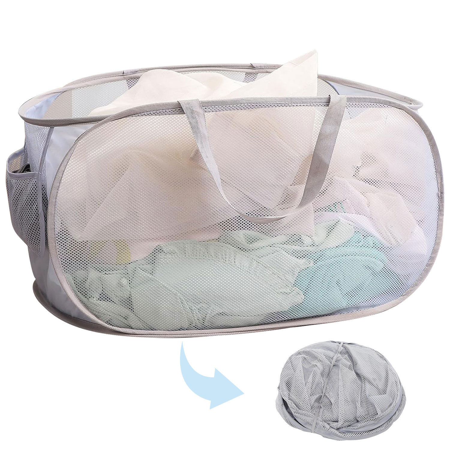 Popup Laundry Hamper, Popup Mesh Hamper Dirty Clothes Basket Durable