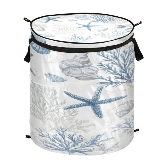 Popup Laundry Hamper Storage Basket Laundry Basket Laundry Hamper Convenient and Durable Beautiful Blue Starfish